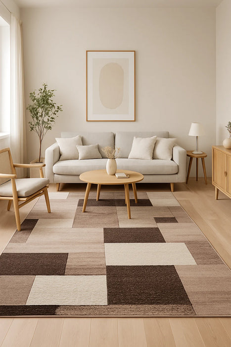 Covor Modern Maro Bej pentru Living și Dormitor - Mira 24143