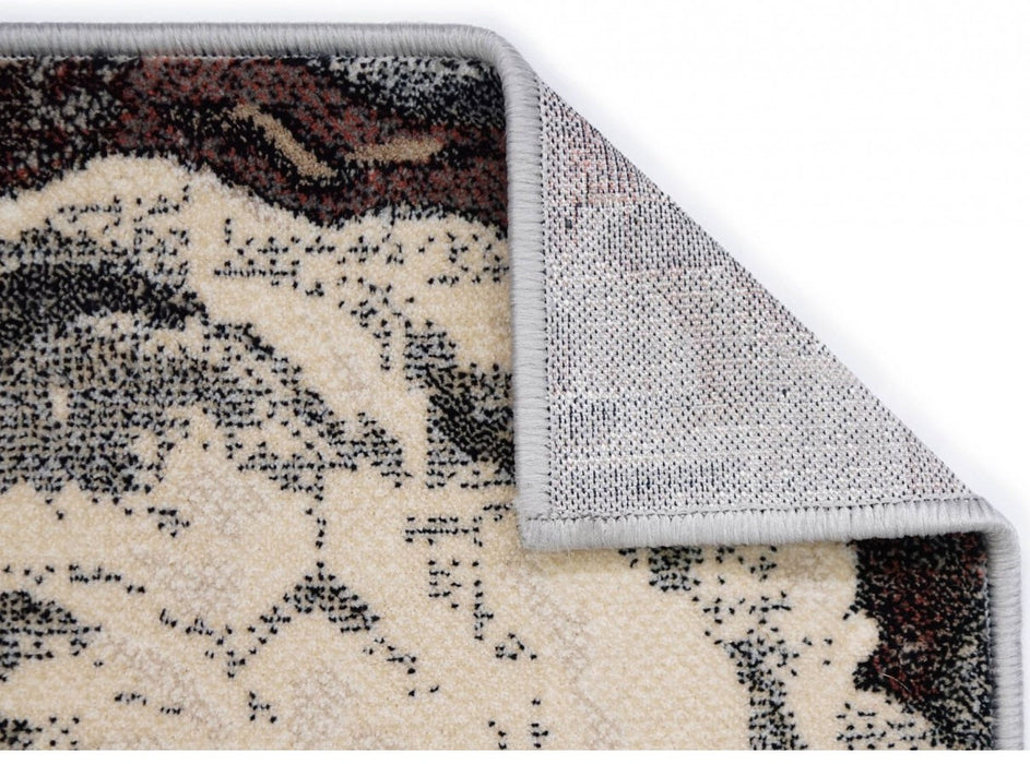 Colt indoit al covorului modern floral, evidentiind textura si grosimea materialului