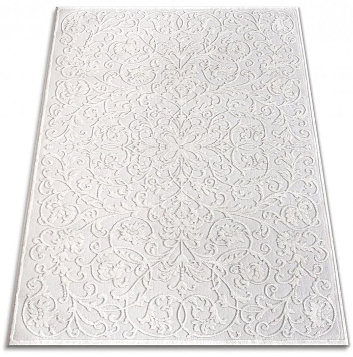 Covor alb dreptunghiular modern, ideal pentru dormitor sau sufragerie, usor de asortat