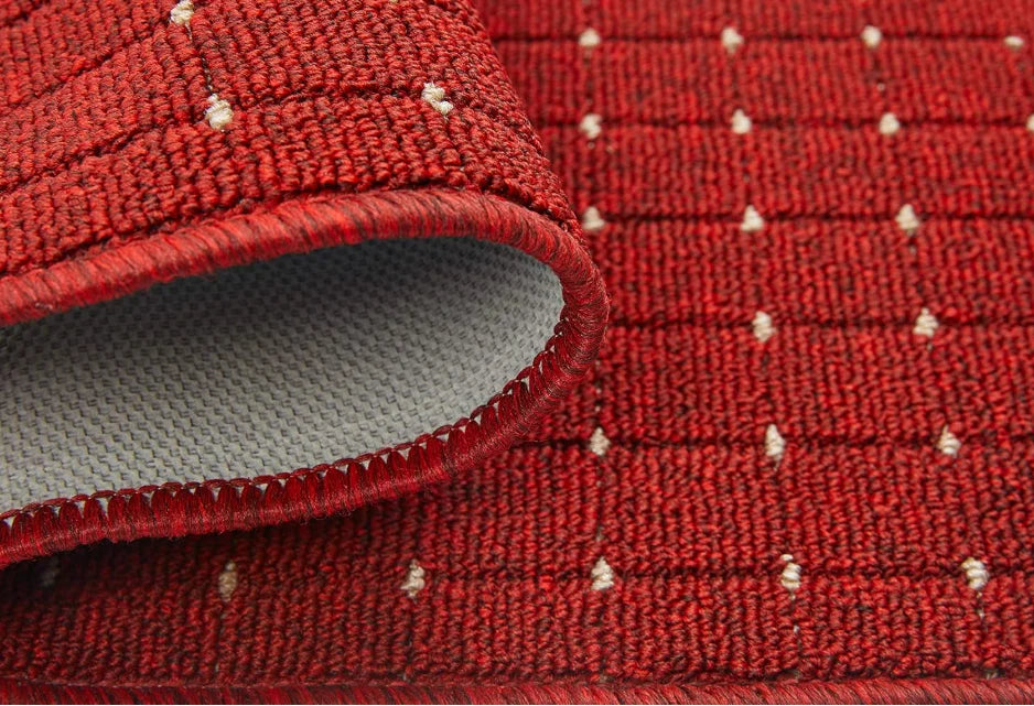 Covor antiderapant rosu pentru bucatarie si hol, traversa moderna rezistenta