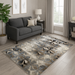 Covor bej maro pentru living cu model geometric 3D design modern