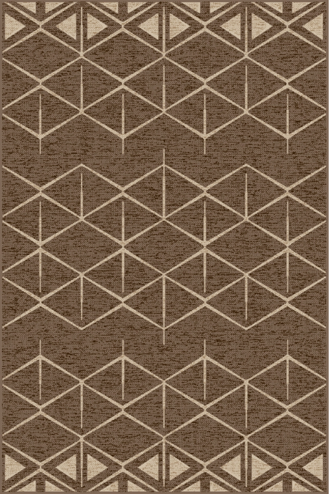 Covor bej maro model geometric abstract potrivit pentru living modern