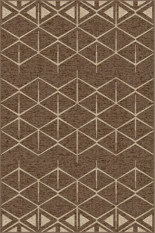 Covor bej maro model geometric abstract potrivit pentru living modern