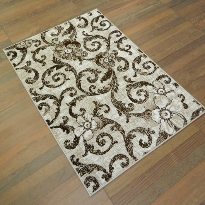 Covor bej maro modern pentru living sau dormitor