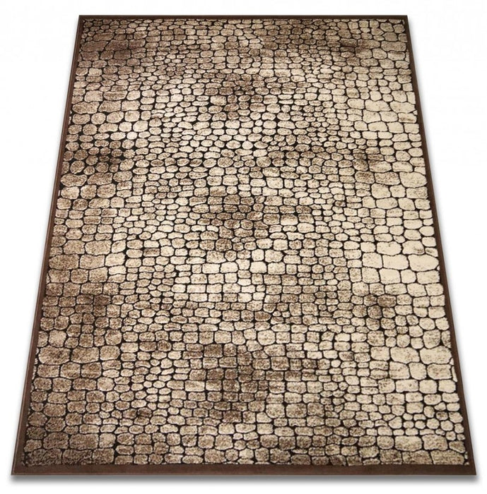 covor bej maro modern cu textura tip mozaic vedere de sus