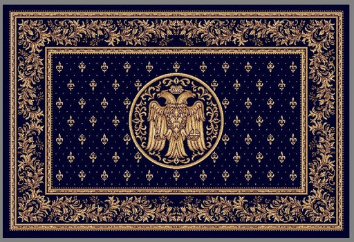 Covor bisericesc albastru cu vultur bicefal, model clasic