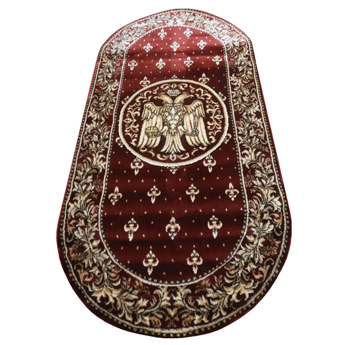 Covor bisericesc oval grena cu vultur bicefal, potrivit pentru biserica