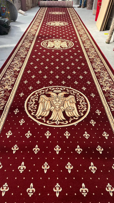 Covor bisericesc grena cu simbol ortodox vultur bicefal