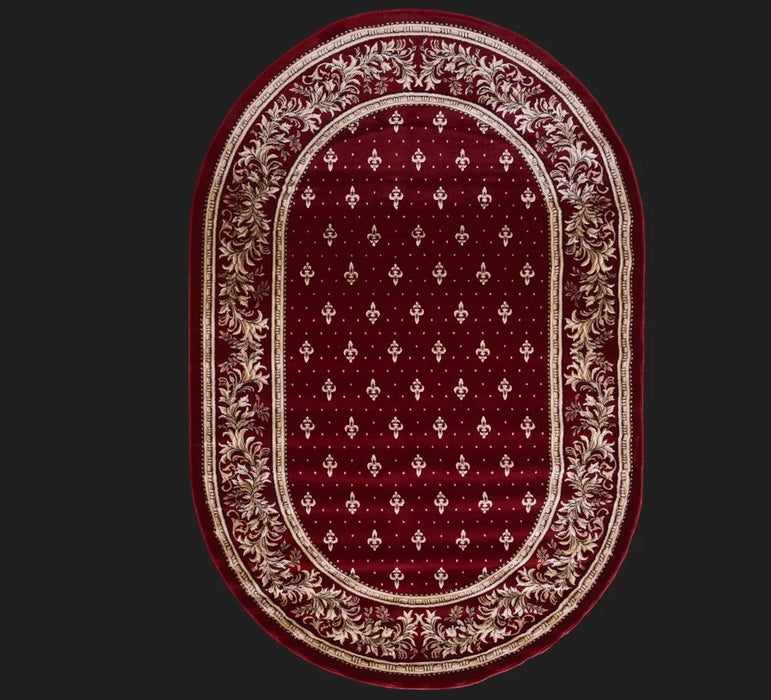 Covor bisericesc oval grena cu crini, model clasic