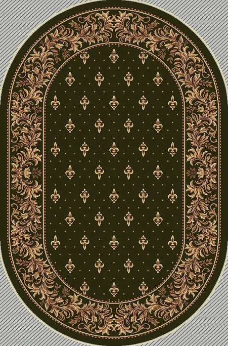 Covor bisericesc oval verde cu crini, model clasic