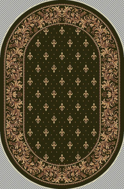 Covor bisericesc oval verde cu crini, model clasic