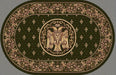 Covor bisericesc oval verde cu vultur bicefal, model clasic
