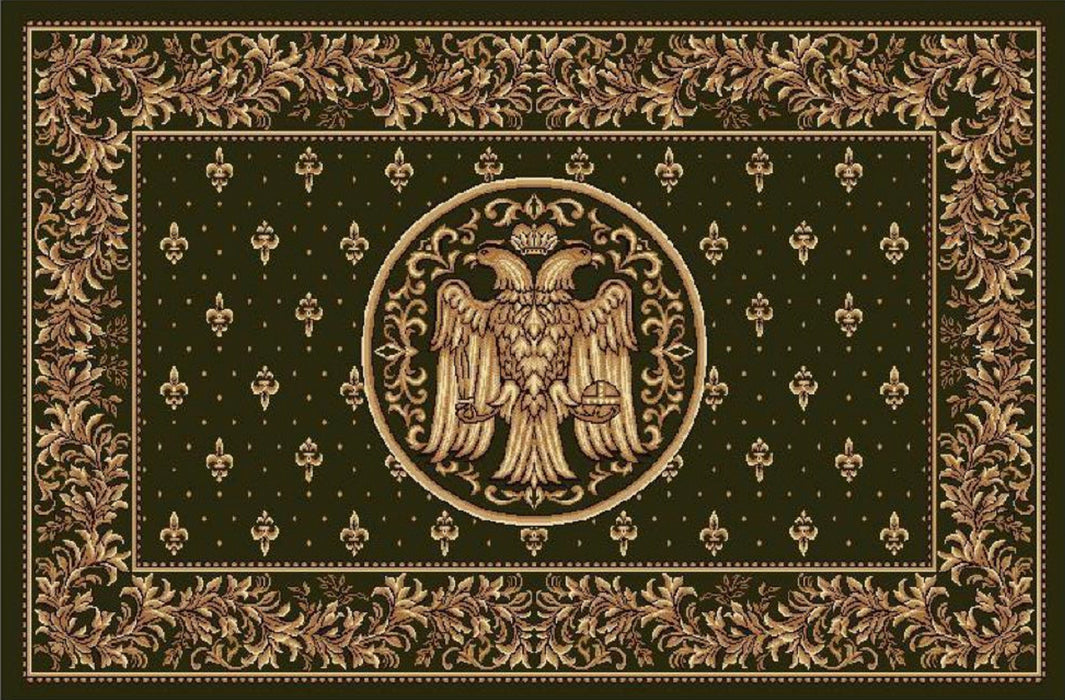 Covor bisericesc verde cu vultur bicefal, model clasic