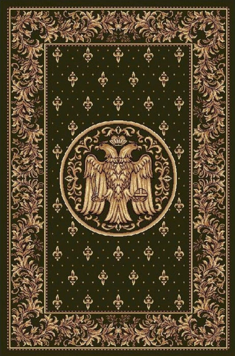 Covor bisericesc verde cu model traditional si simbol religios