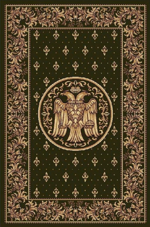 Covor bisericesc verde cu model traditional si simbol religios