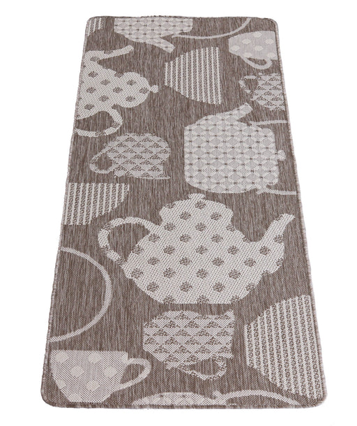 Covor bucatarie antiderapant crem cu model ceasca cafea, covor bucatarie modern si lavabil