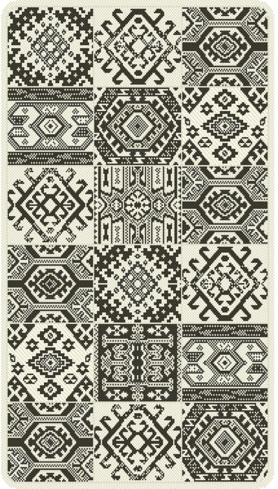 Covor bucatarie lung gri antiderapant cu model geometric, covor modern pentru bucatarie