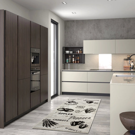 covor bucatarie bej model fructe legume covor modern pentru bucatarie usor de curatat