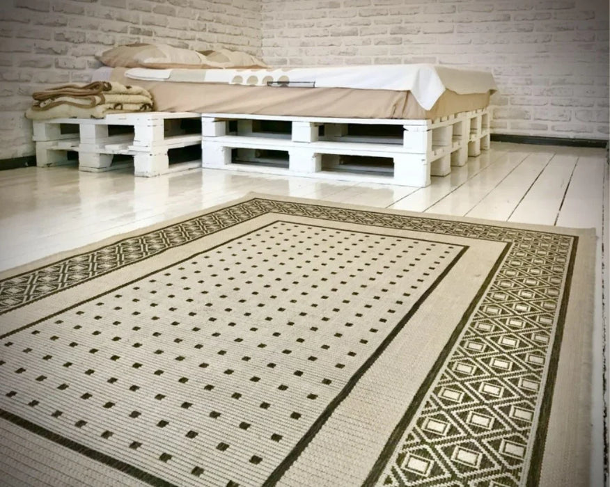 Covor bucatarie crem maro lavabil model modern rezistent pentru utilizare zilnica