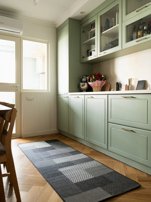 Covor bucatarie gri antiderapant model modern lavabil ideal pentru bucatarie