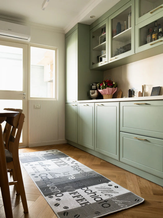 Covor bucatarie gri antiderapant modern pentru zona de gatit