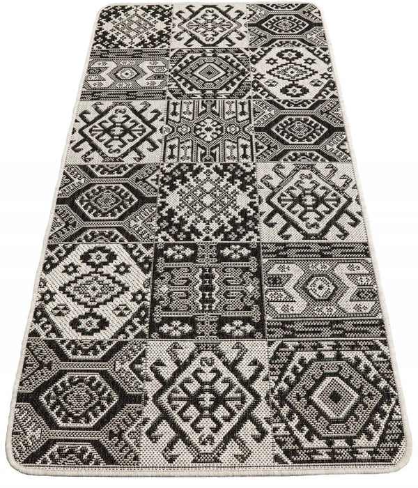 Covor bucatarie gri cu model decorativ modern, covor antiderapant pentru bucatarie
