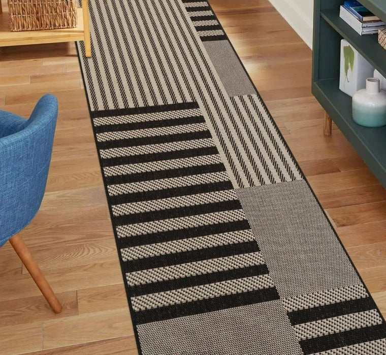 covor bucatarie lung crem maro model liniar covor hol modern rezistent trafic intens