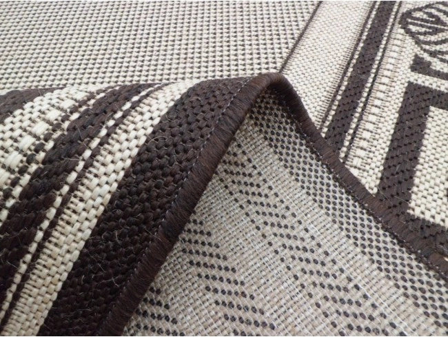 Covor bucatarie din iuta bej maro design geometric modern rezistent