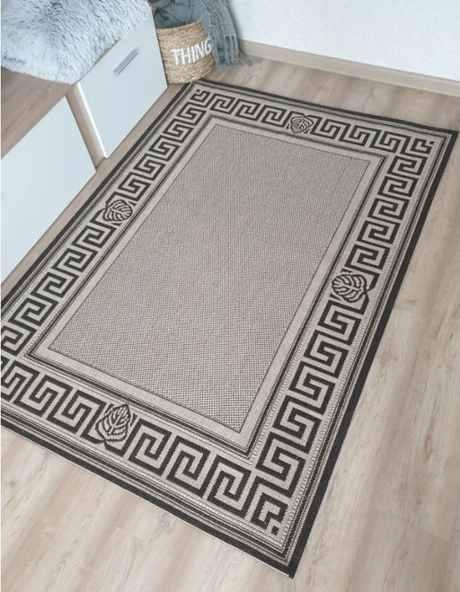 Covor bucatarie din iuta bej maro model modern fir plat rezistent pentru bucatarie