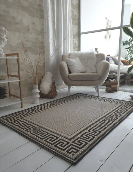 Covor bucatarie din iuta bej maro model modern usor de intretinut