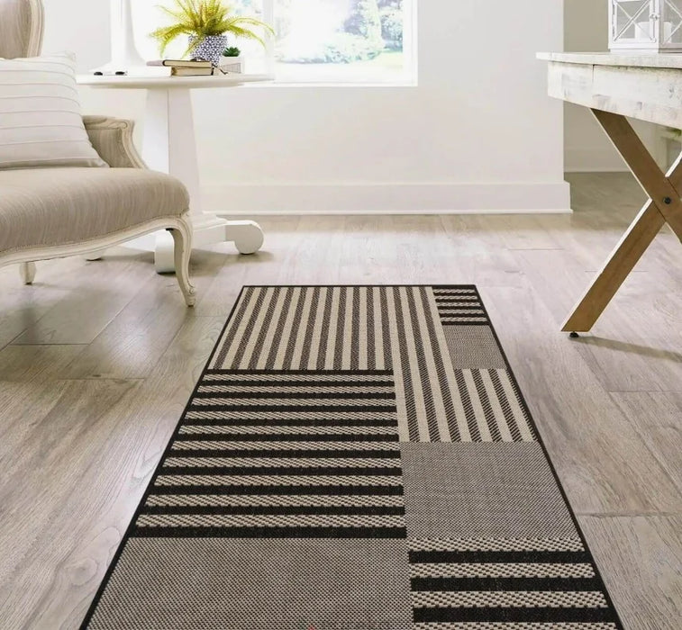 covor bucatarie lung crem maro model geometric modern covor hol usor de curatat