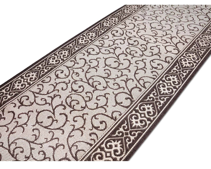 Covor bucatarie maro bej fir plat model modern usor de intretinut