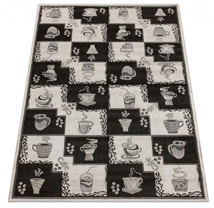 Covor bucatarie maro bej model decorativ cu design modern usor de intretinut