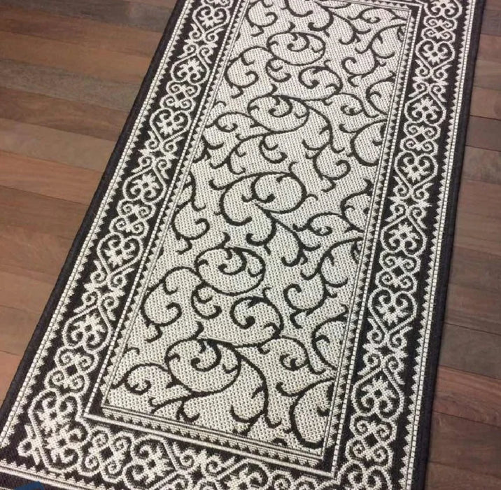 Covor bucatarie maro bej modern rezistent model elegant pentru utilizare zilnica