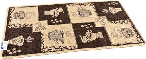 Covor bucatarie maro cu model cafea decorativ, covor antiderapant pentru bucatarie