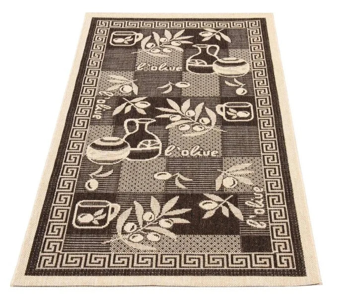 Covor bucatarie maro model decorativ cu design modern usor de intretinut