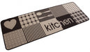 Covor bucatarie maro cu model kitchen, covor antiderapant modern pentru bucatarie