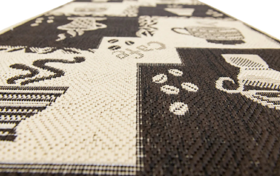 Covor bucatarie modern model cafea maro bej, traversa bucatarie eleganta