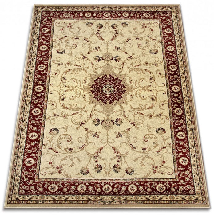 Covor clasic, culori crem și grena