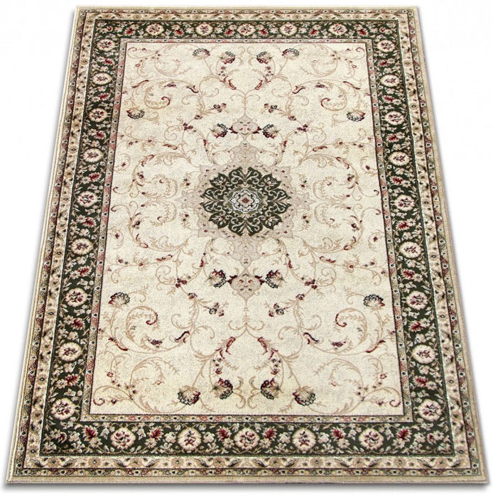 Covor clasic, culori crem și verde