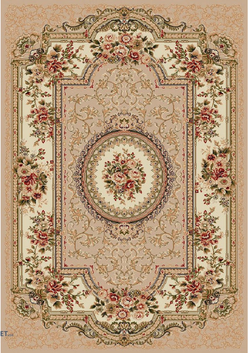 Covor clasic floral, culoare bej