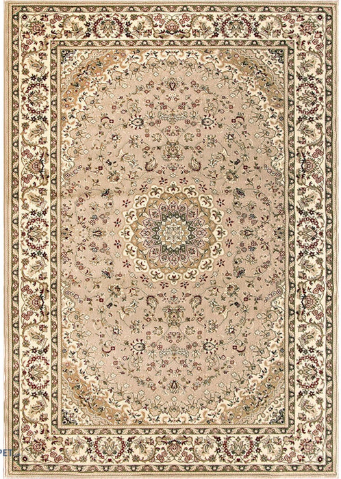 Covor clasic floral, culoare bej crem