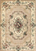Covor clasic floral bej crem cu model traditional, ideal pentru living sau dormitor