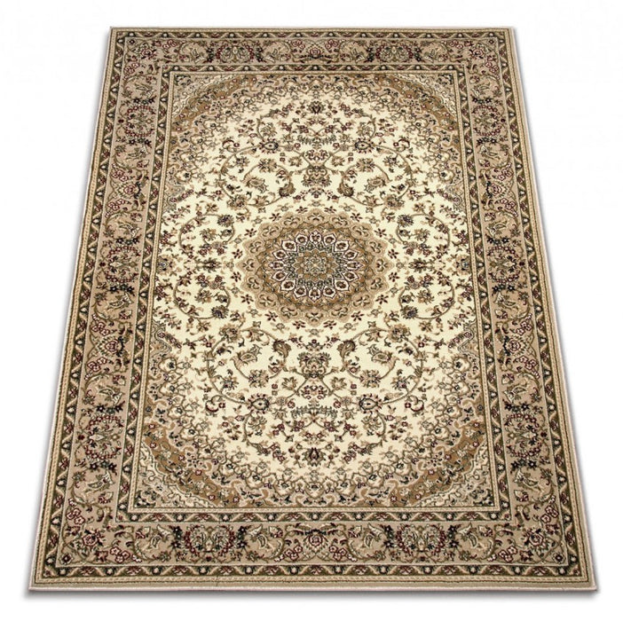 Covor clasic floral bej crem, design elegant pentru interior