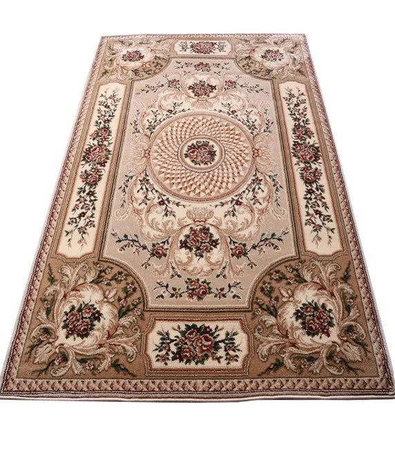 Covor clasic floral bej, design elegant pentru interior