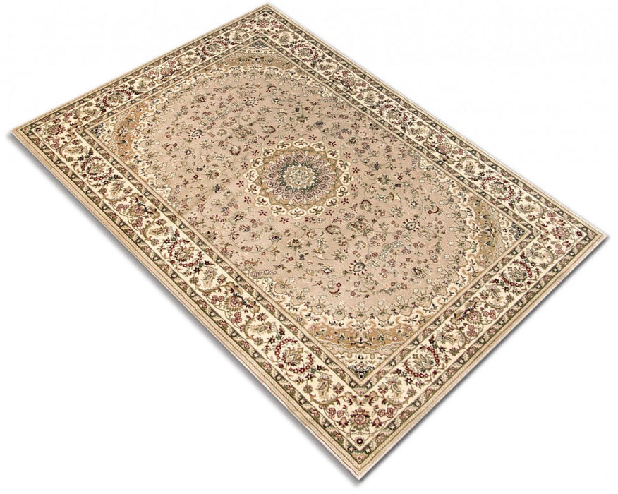 Covor clasic floral bej crem, design elegant