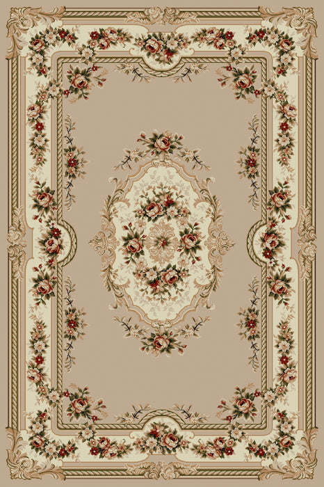 covor clasic floral bej vedere de sus