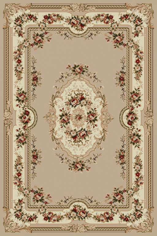 covor clasic floral bej vedere de sus