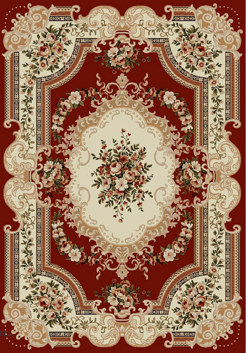 Covor clasic floral grena, model elegant pentru living sau dormitor