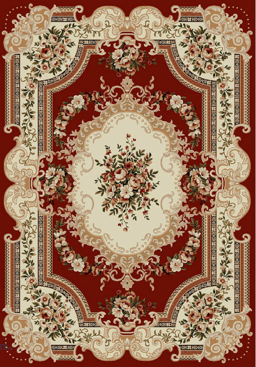 Covor clasic floral grena, model elegant pentru living sau dormitor